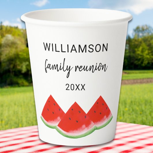 Gepersonaliseerde Familie Reunion Red Watermelon Papieren Bekers