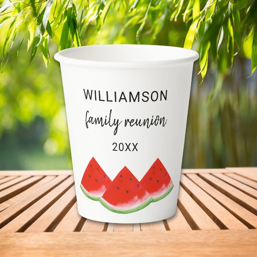 Gepersonaliseerde Familie Reunion Red Watermelon Papieren Bekers