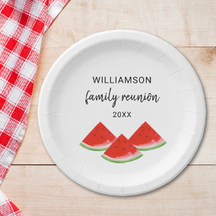 Gepersonaliseerde Familie Reunion Red Watermelon Papieren Bordje