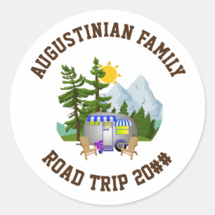 Gepersonaliseerde familie Road Trip Van Life Ronde Sticker
