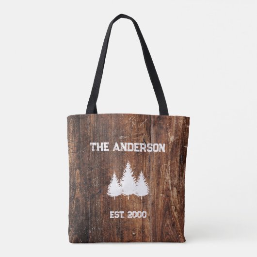 Gepersonaliseerde familie rustieke houten Natuur C Tote Bag (Achterkant)