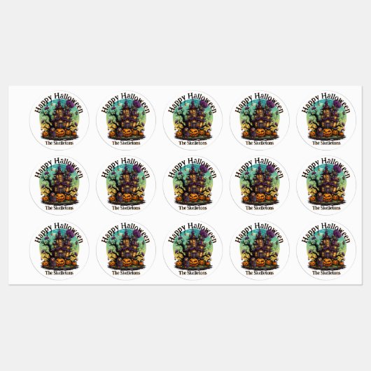 Gepersonaliseerde familie Sticker - Haunted House (Vel)