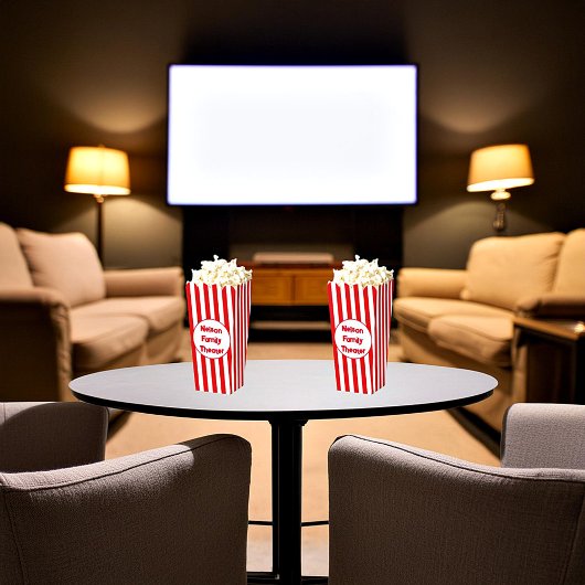 Gepersonaliseerde familie theater popcorn bedankdoosjes