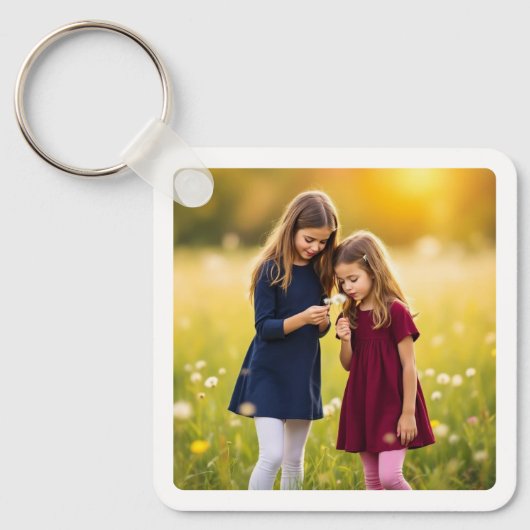 Gepersonaliseerde Familie Twee Foto Dubbelzijdig Sleutelhanger (Voorkant)