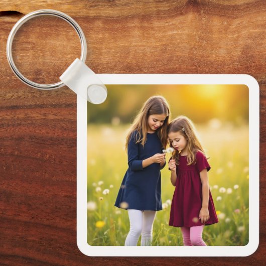 Gepersonaliseerde Familie Twee Foto Dubbelzijdig Sleutelhanger (Voorkant)