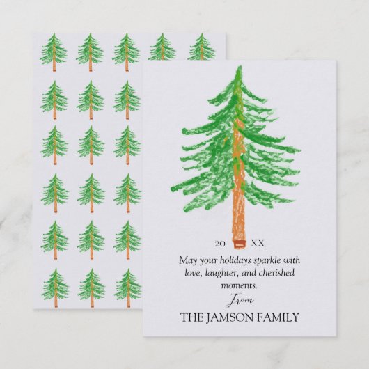 Gepersonaliseerde Familie Vakantie Kaart Kerstboom (Voorkant / Achterkant)