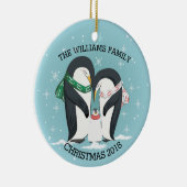 Gepersonaliseerde familie van 3 pinguïns Kerstmis Keramisch Ornament (Rechts)