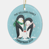Gepersonaliseerde familie van 3 pinguïns Kerstmis Keramisch Ornament (Links)