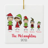 Gepersonaliseerde familie van 5 kerst keramisch ornament (Achterkant)