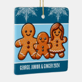 Gepersonaliseerde familie van drie kerst peperkoek keramisch ornament (Rechts)
