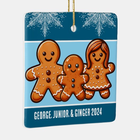 Gepersonaliseerde familie van drie kerst peperkoek keramisch ornament (Rechts)