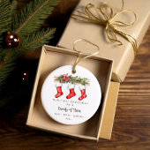 Gepersonaliseerde familie van drie kousen Kerstmis Keramisch Ornament