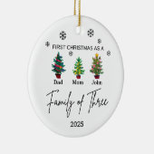 Gepersonaliseerde Familie van Drie Ornament, Famil Keramisch Ornament (Rechts)