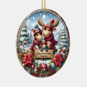 Gepersonaliseerde familie van drie rendieren Kerst Keramisch Ornament (Rechts)