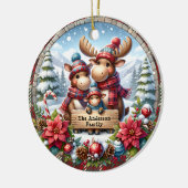 Gepersonaliseerde familie van drie rendieren Kerst Keramisch Ornament (Links)