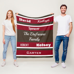 Gepersonaliseerde familie van zes gestreept fleece deken