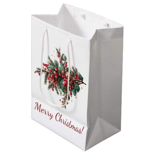 Gepersonaliseerde Familie Vrolijk Kerstontwerp Medium Cadeauzakje (Voorkant Gekanteld)