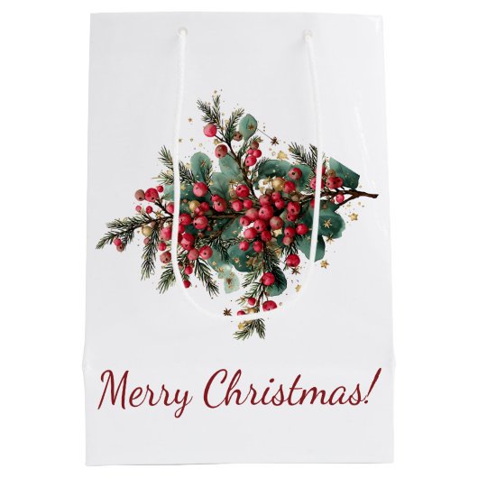 Gepersonaliseerde Familie Vrolijk Kerstontwerp Medium Cadeauzakje (Achterkant)