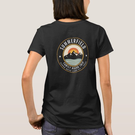 Gepersonaliseerde familie wandelen Sunset Mountain T-shirt (Achterkant)