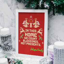 Gepersonaliseerde Familie Zegeningen Kerstteken Poster