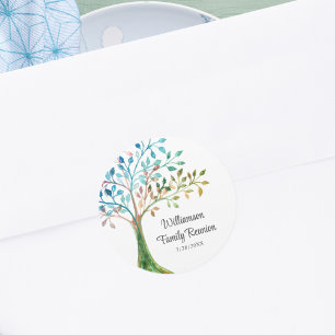 Gepersonaliseerde familiebijeenkomst stamboom ronde sticker