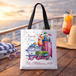 Gepersonaliseerde familiecruise naam jaar tote bag