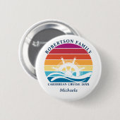 Gepersonaliseerde Familiecruise Retro Sunset Ship  Ronde Button 5,7 Cm (Voorkant /achterkant)