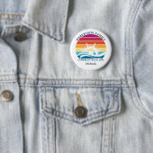 Gepersonaliseerde Familiecruise Retro Sunset Ship  Ronde Button 5,7 Cm (In situ)