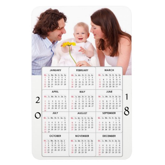 Gepersonaliseerde familiefoto 2018 Kalender Magnee Magneet (Verticaal)