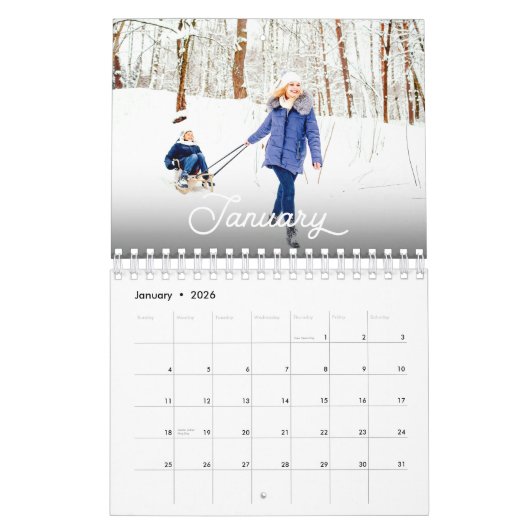 Gepersonaliseerde familiefoto 2025 kalender (Jan 2026)
