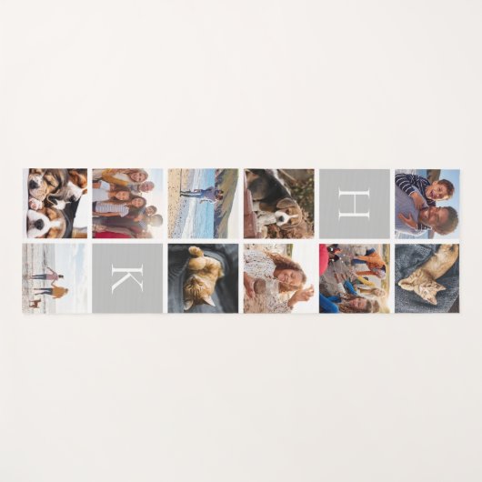 Gepersonaliseerde familiefoto collage | Grijs Mono Yogamat (Voorkant (horizontaal))