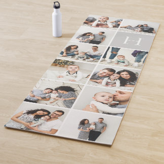 Gepersonaliseerde familiefoto collage | Grijs Mono Yogamat