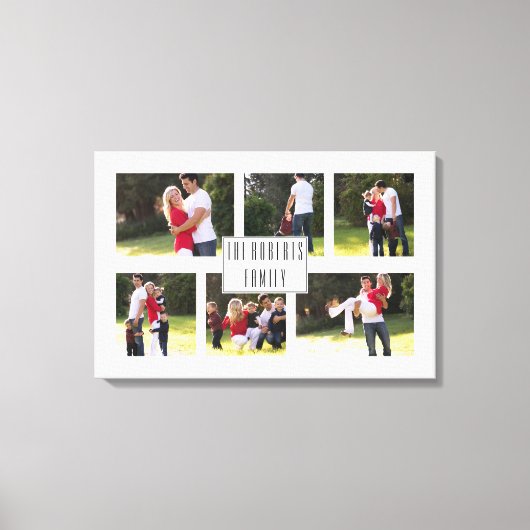 Gepersonaliseerde familiefoto collage met zes foto canvas afdruk (Voorkant)