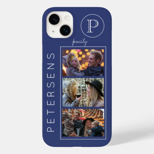 Gepersonaliseerde familiefoto collage monogram Case-Mate iPhone case (Achterkant)
