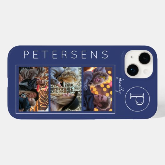 Gepersonaliseerde familiefoto collage monogram Case-Mate iPhone case (Achterkant (horizontaal))