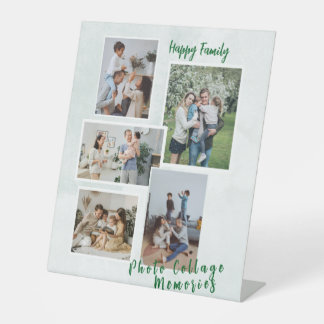 Gepersonaliseerde Familiefoto Collage Plaque Reclamebord Met Voetstuk