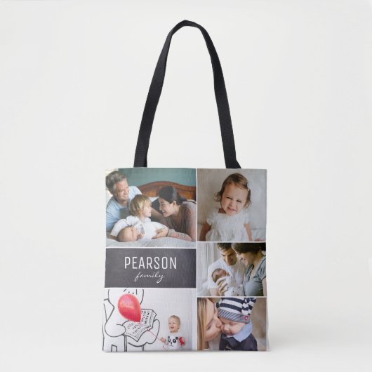 Gepersonaliseerde Familiefoto Collage speciaal ber Tote Bag (Voorkant)