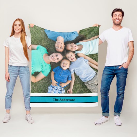 Gepersonaliseerde familiefoto en naam fleece deken (In situ)