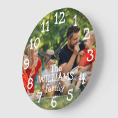 Gepersonaliseerde familiefoto en naam grote klok (Hoek)