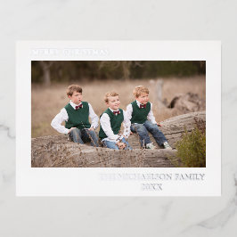 Gepersonaliseerde familiefoto folie feestdagen briefkaart
