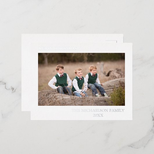 Gepersonaliseerde familiefoto folie feestdagen briefkaart (Voorkant / Achterkant)