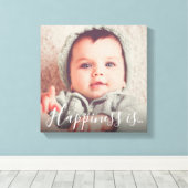 Gepersonaliseerde familiefoto | Geluk is... Canvas Afdruk (Insitu (Houten vloer))