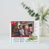 Gepersonaliseerde Familiefoto Gingerbread House Ka Feestdagenkaart (Staand voorkant)