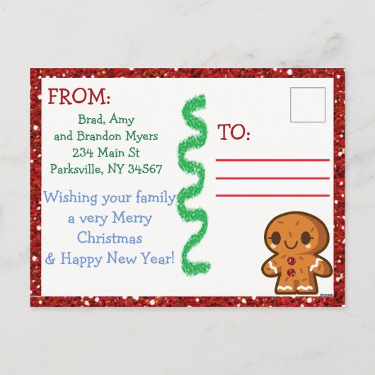 Gepersonaliseerde Familiefoto Gingerbread House Ka Feestdagenkaart (Achterkant)