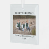 Gepersonaliseerde familiefoto glas ornament (Voorkant links)