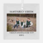 Gepersonaliseerde familiefoto glas ornament (Achterkant)