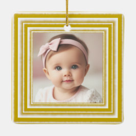 Gepersonaliseerde Familiefoto  Gouden Lijst Keramisch Ornament