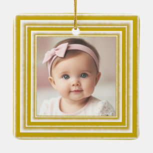 Gepersonaliseerde Familiefoto  Gouden Lijst Keramisch Ornament