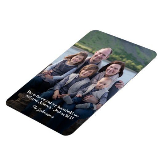 Gepersonaliseerde Familiefoto Jozua 24:15 Magneet (Linkerzijde)