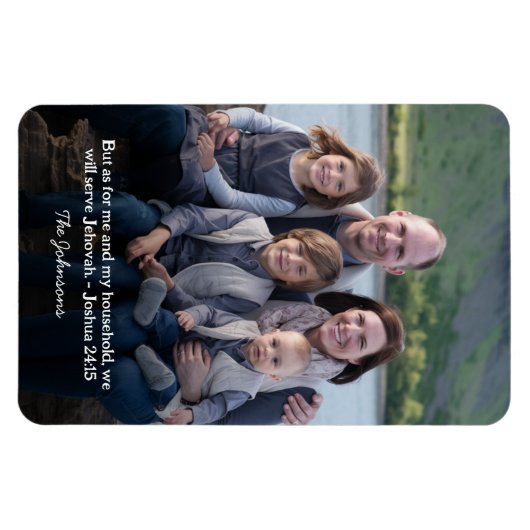 Gepersonaliseerde Familiefoto Jozua 24:15 Magneet (Horizontaal)